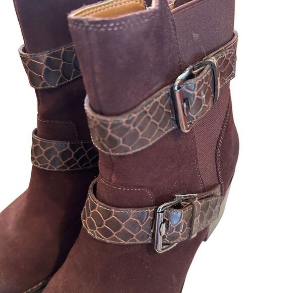 NWT Donald Pliner Brown Suede & Leather Boots- size 8.5 - Picture 2 of 9